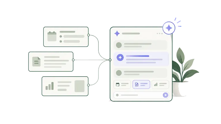 Elorit AI assistant gathering context from calendars, notes and plans